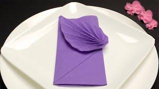 How to fold a napkin with pocket and small leaf