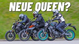 KTM 990 Duke vs. Yamaha MT-09 und Ducati Monster - wer holt die Krone in der oberen Mittelklasse?