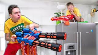 24 Hours of Hilarious Pranks with NERF Guns on My Brother