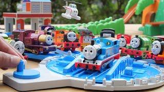 Thomas the Tank Engine Plarail Shed  Harold & Trevor's Talking Station