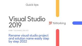 how to rename an existing visual studio project and solution 2022