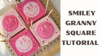 Crochet Smiley Face Granny Square Tutorial | Yarn Under