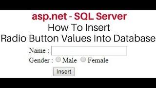 Insert (save) Radiobutton value to database SQL SERVER asp.net