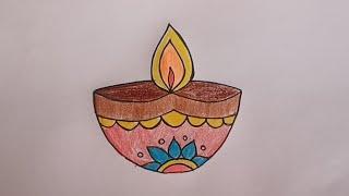 Diwali Diya drawing easy step for beginners@Aarav Drawing Creative