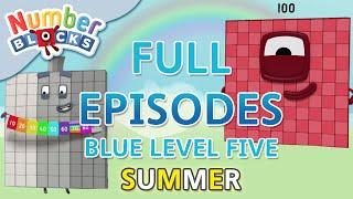 @Numberblocks- #SummerLearning Numberblocks | Blue Level Five | Full Episodes 1-3