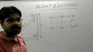 ऊँचाई एबं दूरी एक ट्रिक में खत्म,(Height and Distance tricks),(part-1)