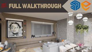 Enscape Full Tutorial For Complete Beginners. Open Kitchen Design and Realistic Render