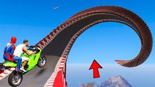 Spiderman aur Franklin ka Ring Zigzag se Stunt Race in GTA 5