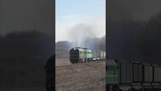 Winks of a smoking diesel locomotive