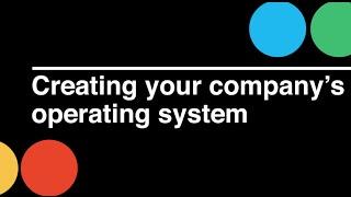 Startup CEO: Creating Your Company's Operating System