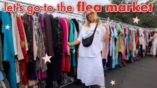 come thrift with me at the BIGGEST flea market in LA! (try on thrift haul)