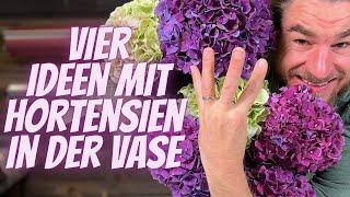 Vier Ideen wie du Hortensien wundervoll in eine Vase einstecken kannst - Floristin Anleitung