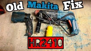 Repairing an old Makita HR2410 sds drill with a broken handle, with used parts.