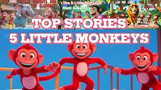 5 Little Monkeys Jumping on the Bed | Peter Pan, Lion & More Stories | Nursery Rhyme & Kids Songs