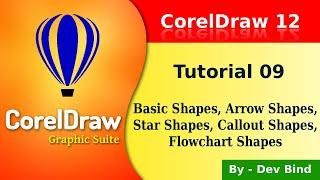 CorelDraw tutorial 09 basic, arrow, flowchart, star, callout shapes || in hindi || by dev bind