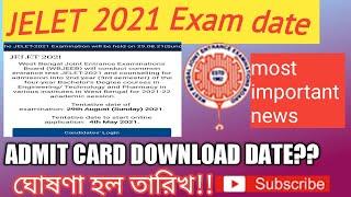 JELET 2021 admit card || jelet 2021 exam date | #wbjee #jelet #jexpo #wbscte