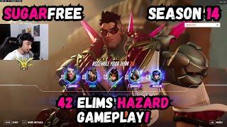 42 ELIMS! SUGARFREE TRIES HAZARD IN RANKED! - OVERWATCH 2 SEASON 14 TOP 500