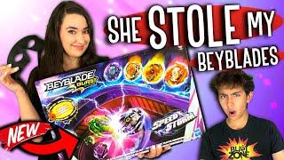 She Stole My Beyblades! | Beyblade Hasbro Slayer Showdown Battle Set!