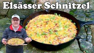 Alsatian schnitzel pan - mega delicious cheese crust