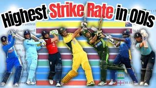 Highest Strike Rate in ODIs 1971 - 2023 | Best Batsmen in One Day Internationals by Strike Rate