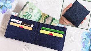 DIY Classic Bifold Denim and Floral Wallet | Old Jeans and Fabric Remnants Idea | Upcycle