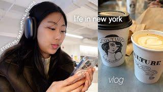 nyc vlog | studying at cafes, new restaurants, learning to sew, solo valentine's day