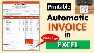 Fully  Automatic Invoice in Excel | Create Invoice Bill in Excel | Bill Format in Excel