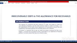 ACCOUNTING FOR IRRECOVERABLE DEBTS & ALLOWANCE FOR RECEIVABLES