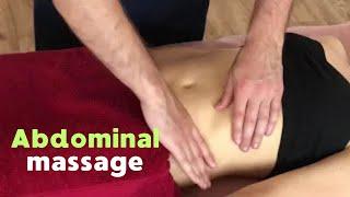 Abdominal massage. Classic massage. Abdominal massage technique.