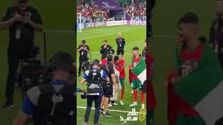 Morocco player celebrates by dancing with his mother after World Cup win