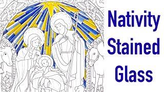 Colouring a Stained Glass Starburst on a Nativity illustration