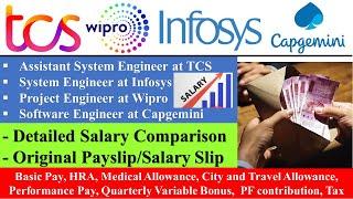 TCS Vs Infosys Vs Wipro Vs Capgemini Detailed Salary Comparison | Basic #PF HRA Bonus Variable #pay