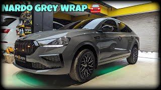 WHITE SKODA SLAVIA TURN INTO NARDO GREY WRAP |  LOOKING BEAUTIFUL