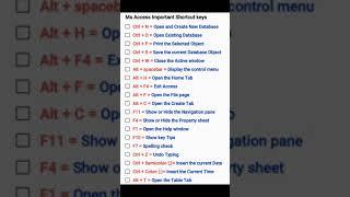 Ms Access Important Shortcut Keys