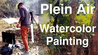 Plein Air Watercolor Painting Tutorial | Draw Trees Step by Step | Watercolor Demo Shahanoor Mamun