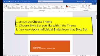 How to Apply a Design Theme, Style Sets, and Styles in Word 365