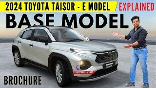 2024 TOYOTA TAISOR Base Model (E) Review - Rs 7.7 Lakh | Maruti Fronx Sigma vs Toyota Taisor E Model