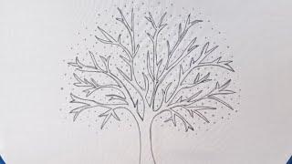 Very easy and realistic hand embroidery tree design  - French Knot Flowers - Cherry Blossom Tree