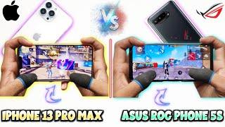 iPhone 13 pro max vs Asus ROG Phone 5s garena free fire 3 finger handcam gameplay