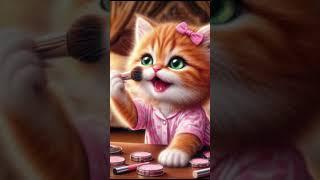 Kitten doing makeup #aicat #viralshort #capcut #cat#catlover #trending #ytshorts #pretty