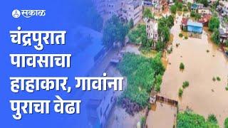 Chandrapur Rain : जोरदार पावसानं चिचपल्ली गावातील तलाव फुटला | Maharashtra weather