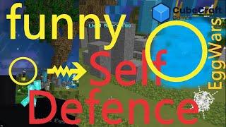 【Funny EggWars】New Self- defence CubeCraft bedrock minecraft solo PVP server game play