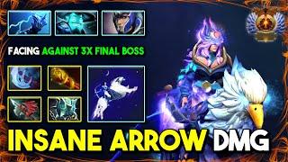 INSANE ARROW DAMAGE HARD CARRY Mirana Gleipnir + MKB Facing Against 3x Final Boss 7.35b DotA 2