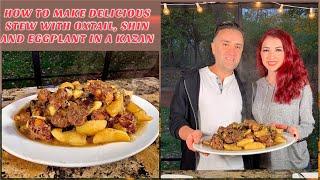 HOW TO MAKE DELICIOUS STEW WITH OXTAIL, SHIN AND EGGPLANT IN A KAZAN