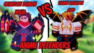 Crimson Demon Ninja VS Flame Dragon God! Who Is Better?  [ Anime Defenders ] Roblox