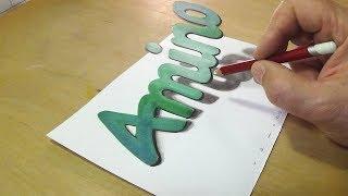 Drawing 3D Amino Letters - Short Version - Trick Art Illusion