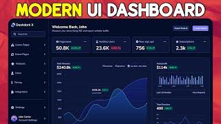 Modern UI Dashboard Design: HTML/CSS | ASMR Coding | No Talking Only Coding