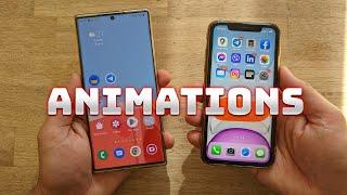 Samsung One UI 5 Beta 3 vs iPhone 11 iOS 15.5 - Animations