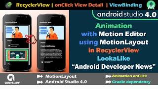 Lookalike Android Developer News | Animation with MotionLayout in RecyclerView in Android Studio