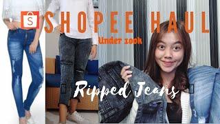 SHOPEE HAUL RIPPED JEANS + TRY ON | UNDER 100k